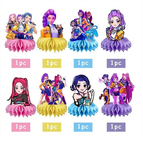 **Demon Movie Hunters Honeycomb Table Centerpiece - 8Pcs Birthday Party Decorations for Kids**
