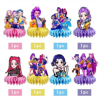 **Demon Movie Hunters Honeycomb Table Centerpiece - 8Pcs Birthday Party Decorations for Kids**