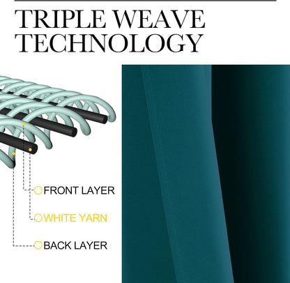 NICETOWN Teal Blackout Cafe Curtains - Faux Silk Thermal Insulated Drapes, 42" x 63", 2 Panels