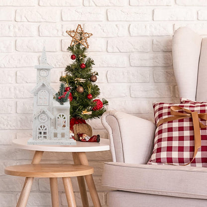 NUOBESTY Christmas LED Church Light House - Snow Scene Desktop Ornament for Holiday Home Decor