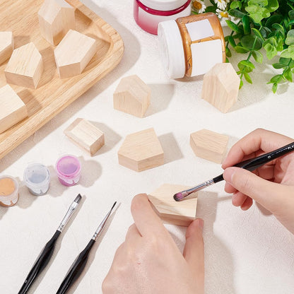 OLYCRAFT Unfinished Wood House Shaped Blocks - 12 Pcs in 4 Sizes for Farmhouse Decor | Crafting & DIY