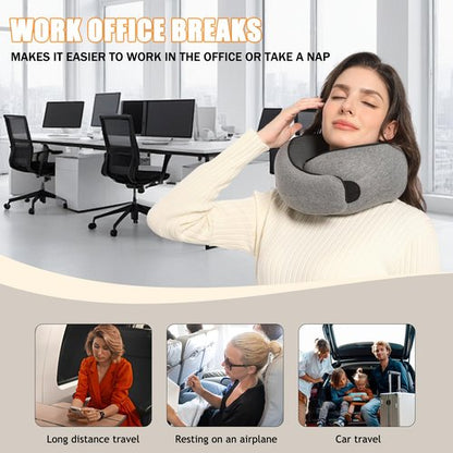 Hanmeimei Neck Travel Pillow Upgraded Travel Neck Pillow for Airplane Memory Foam Travel Pillow for Airplanes Offices and Cars Headrest Sleep, Portable Plane Accessories