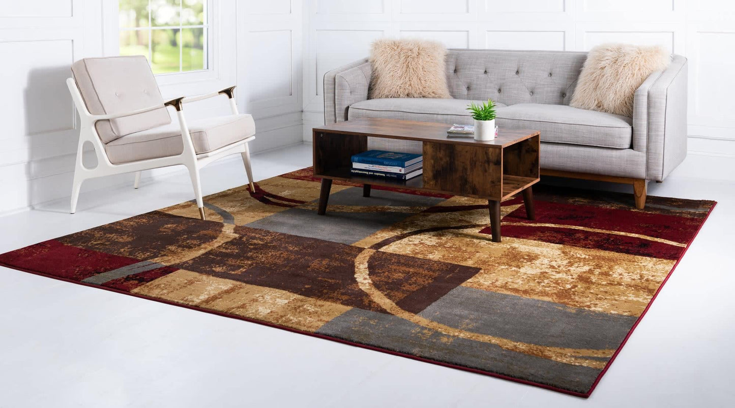 Unique Loom Barista Collection Area Rug - Kouillou (7' 10" Square, Multi/ Brown)