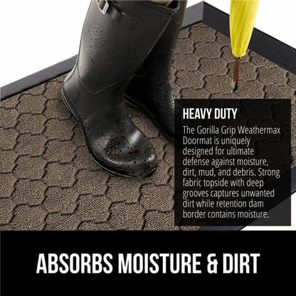 GORILLA GRIP Waterproof All-Season WeatherMAX Doormat - 47x35 Natural Rubber | Stain & Fade Resistant, Easy Clean Latte Quatrefoil