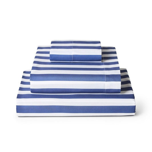 Mellanni Twin Sheets Set - 3 PC Iconic Collection Bedding - Hotel Luxury, Extra Soft, Cooling Bed Sheets - Wrinkle, Fade, Stain Resistant (Twin, Oxford Stripe Blue Nova)