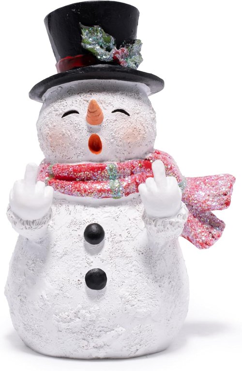 Hodao Snowman Figurine - Unique Winter Home Decoration | Funny Festive Ornament for New Year Gift