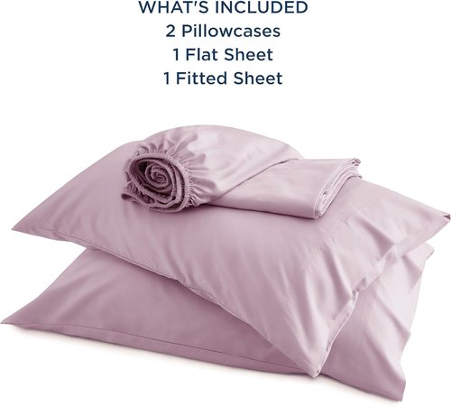 Bedsure Cooling Bed Sheets - Breathable Rayon from Bamboo | Full Size, Deep Pocket, Lavender