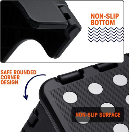 Korpai Folding Step Stool - 13-Inch Non-Slip Stool for Adults & Kids | Collapsible Design, Black