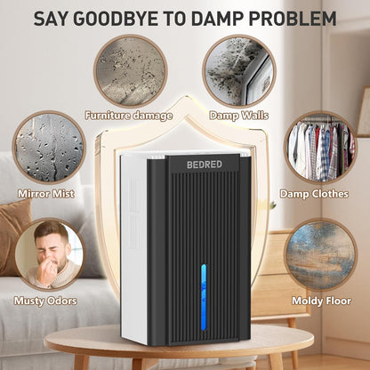 Skiennix Dehumidifier - 95OZ Capacity for 1000 Sq.Ft | Quiet Operation with Auto Shut Off & 7 Color Ambient Light - Ideal for Living Room, Bedroom, Basement (White/Black)