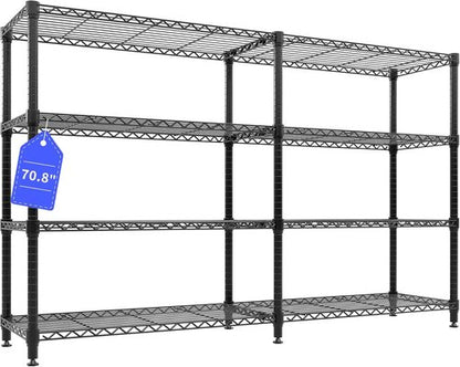 Garvee 70.8" W Metal Shelving Unit - 4-Tier Heavy Duty Wire Storage Rack for Kitchen & Bedroom