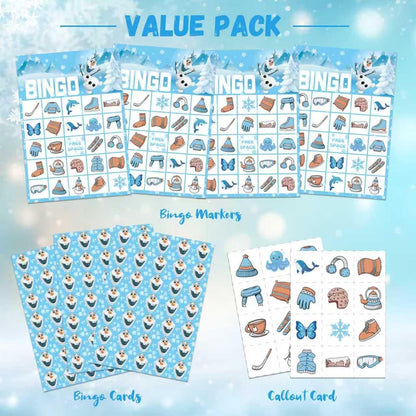 Snowman Christmas Bingo Game - Fun Holiday Party Game for 24 Players | Perfect for Family Activities