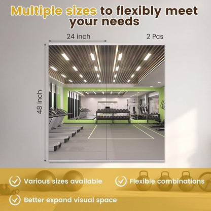 LOAAO Home Gym Mirror - Frameless 48"x24" Tempered Glass Workout Mirrors | Ideal for Home Gym & Dance Studio