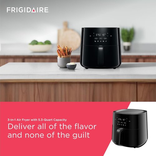 Frigidaire 3-in-1 Air Fryer - Large 5.3 QT Capacity, Digital Display & 3 Cooking Modes | PFAS-Free, Black