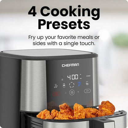 Chefman TurboFry Touch Air Fryer - Large 5-Quart Capacity with One-Touch Digital Controls | Nonstick & Dishwasher-Safe