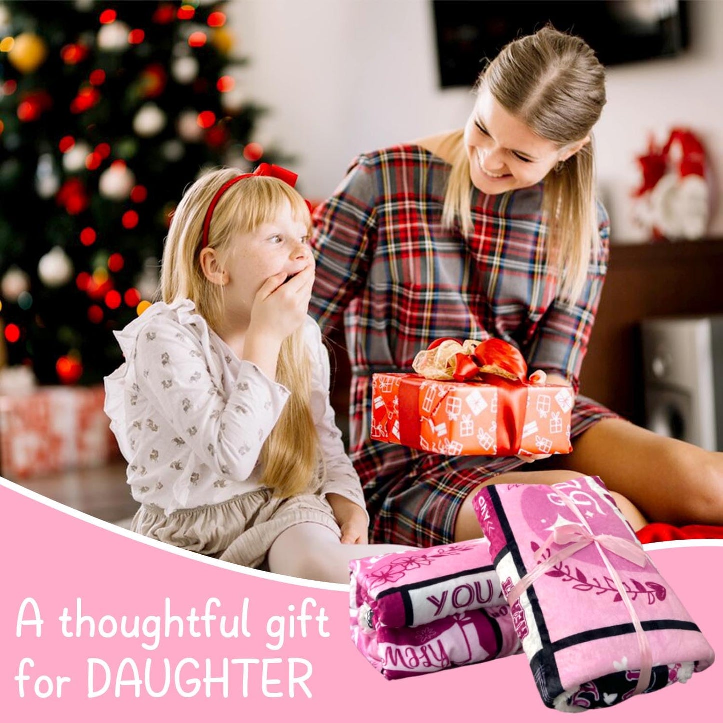 Mother's Day Soft Wearable Blanket Gifts for Daughter who are First Time Mom, Best Daughter Ever Gifts, Throw Blankets Presents for Birthday, Christmas, Daughter Gifts from Mon Dad Parents