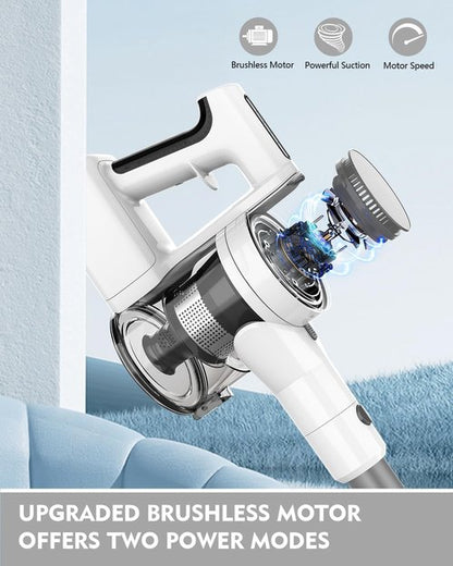 Comvtu Cordless Vacuum - 80,000 RPM Powerful Motor, 35 Min Runtime, 2 Modes | Frost White