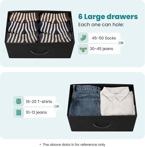 DUMOS 8-Drawer Dresser - Sturdy Fabric Storage Organizer with Metal Frame & Wooden Top | Matte Black