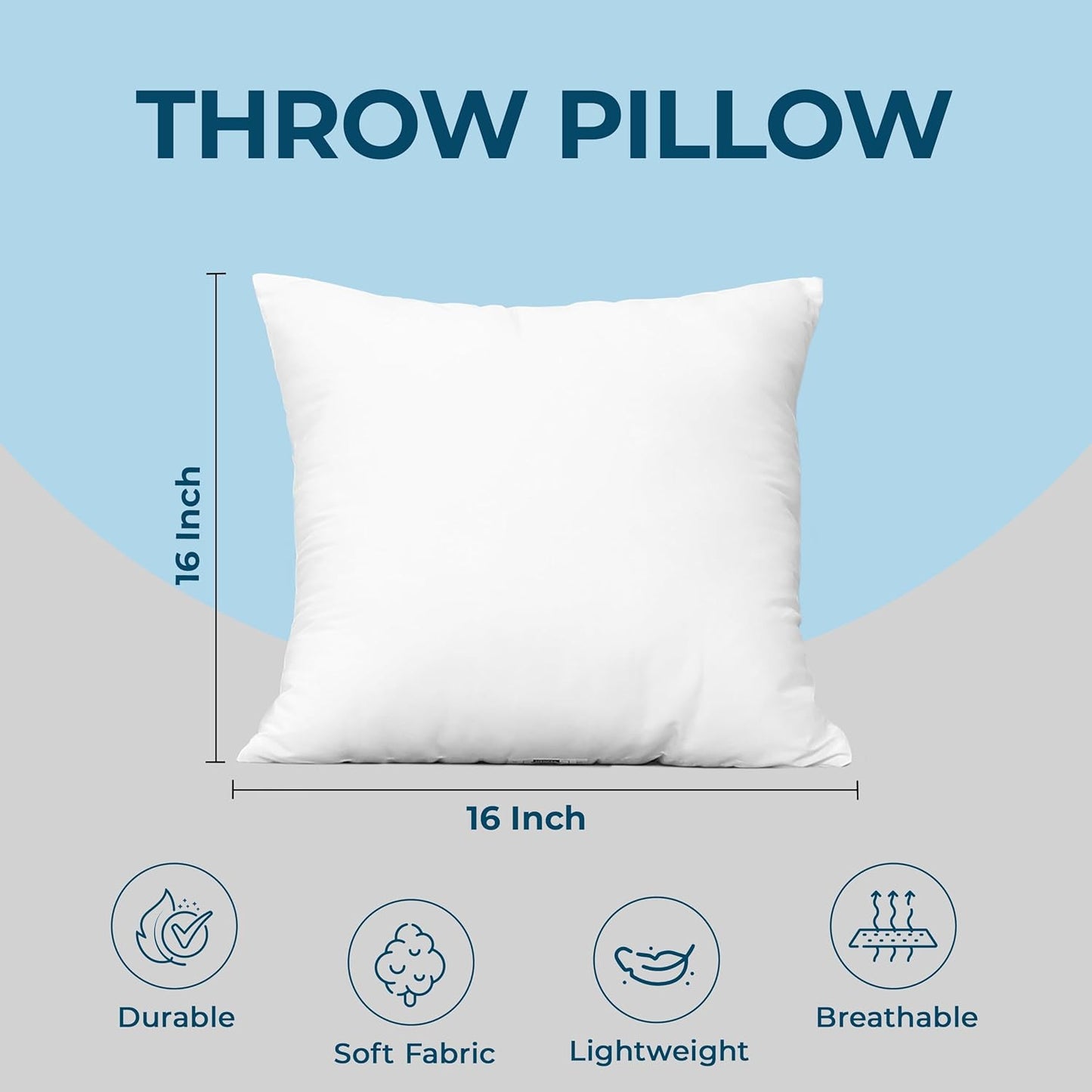 Utopia Bedding Throw Pillows - Set of 4 Fluffy Down Alternative Cushions | 16 x 16 Inches, White