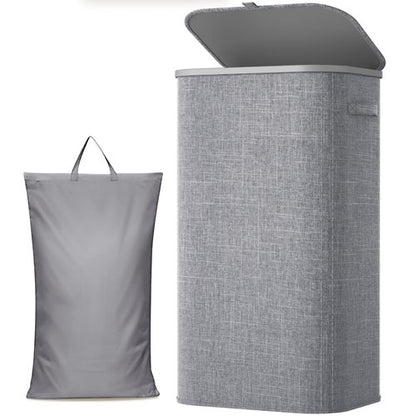Lifewit 105L Large Laundry Basket with Lid, Laundry Hamper with Plastic Handles and Removable Bag, Foldable Tall Dirty Clothes Hampers for Laundry for Laundry Room, Bedroom, Bathroom, Dorm, Light Gray