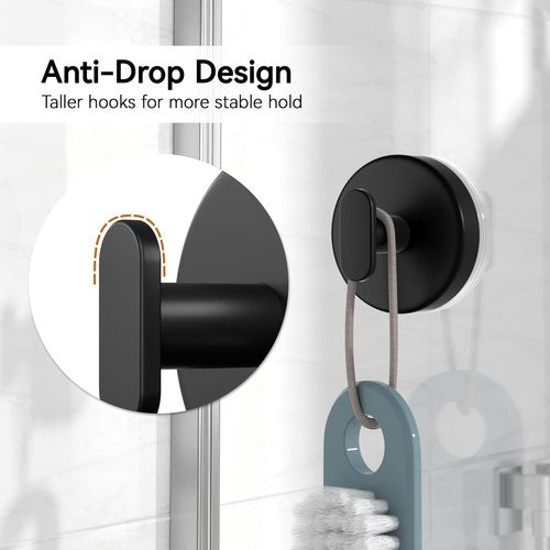 Loofah Hook | Suction Cup Hooks by [Brand Name] - Removable Towel & Coat Holders for Bathroom, Kitchen - Black, 2 Pack