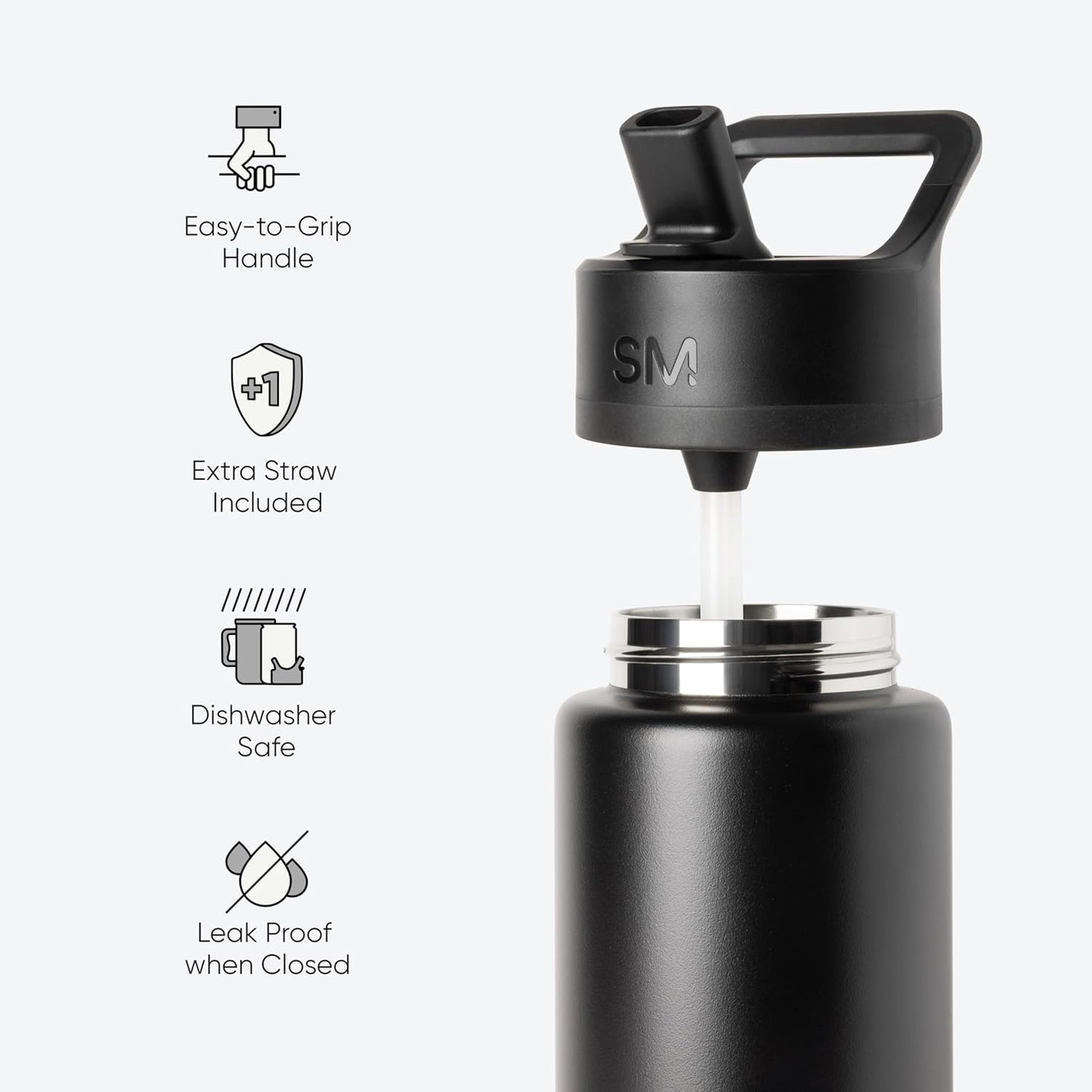 Simple Modern | Kids Water Bottle with Straw Lid - Vacuum Insulated, BPA-Free, 18oz Cream Leopard