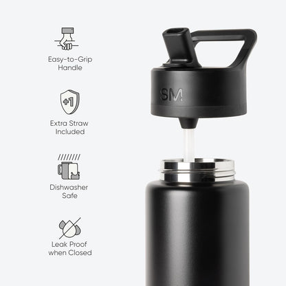 Simple Modern | Kids Water Bottle with Straw Lid - Vacuum Insulated, BPA-Free, 18oz Cream Leopard