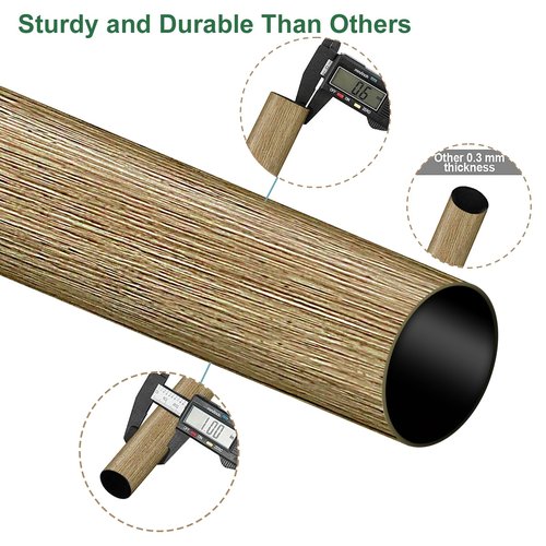 Byondeth Curtain Rods for Windows 16 to 48 Inches Adjustable Length 1 Inch Diameter Window Curtain Rod with Wood Grain Leaf Pattern Finials,for Heavy Duty Curtains Rods