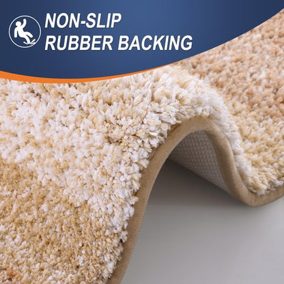 OLANLY Bathroom Runner Rugs 59x24, Extra Soft Absorbent Microfiber Bath Rugs, Rubber Backing, Quick Dry, Machine Washable Bath Mats for Bathroom Floor, Tub and Shower, Home Decor Accessories, Beige