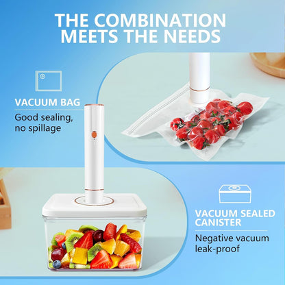 Skiennix Vacuum Sealer - Compact Handheld Machine with 30 Reusable Bags & 3 Containers | Ideal for Sous Vide, Travel & Camping