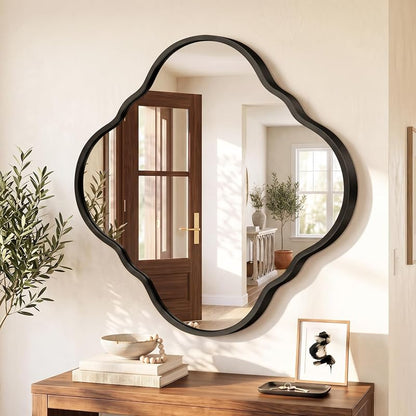 32x32 Inch Irregular Black Bathroom Mirror - Wall Mount with Brushed Aluminum Frame (Variation: Black+31.5"L x 31.5"W)