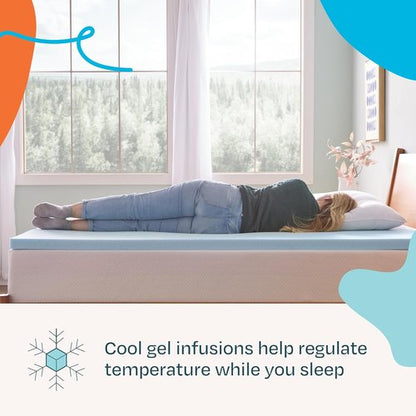 Linenspa Memory Foam Mattress Topper - 2 Inch Gel-Infused Queen Size - Plush, Cooling & Pressure Relieving - CertiPUR Certified