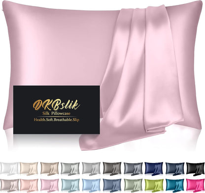 Mulberry Silk Pillowcase | Anti-Acne Cooling Sleep | Standard Size, Light Pink, Hidden Zipper