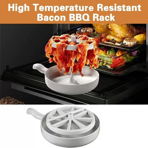 Bacon Wizard Microwave Crispy Bacon Maker, Microwave Bacon Cooker, Bacon Grease Saver with Strainer, Microwave Barbecue Grill Cooker Prep Trays Bacon Rack for Oven Cooking (2 Pack)