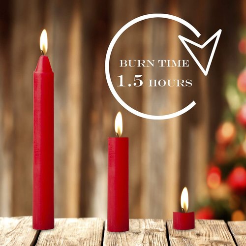 20pcs Christmas Tree Candles by [Brand Name] - Festive Decorations - 4 Inch x 0.5 Inch - 1.5 Hour Burn Time - Red