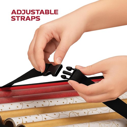 Christmas Wrapping Paper Organizer by [Brand Name] - Storage Bag with Straps & Pockets for 24 Rolls | Black Underbed Storage