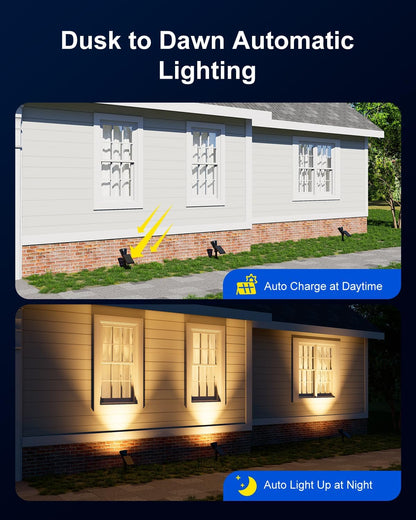 Skiennix Solar Power Spot Lights - Waterproof LED Landscape Uplights for Outdoor Decor | Warm White
