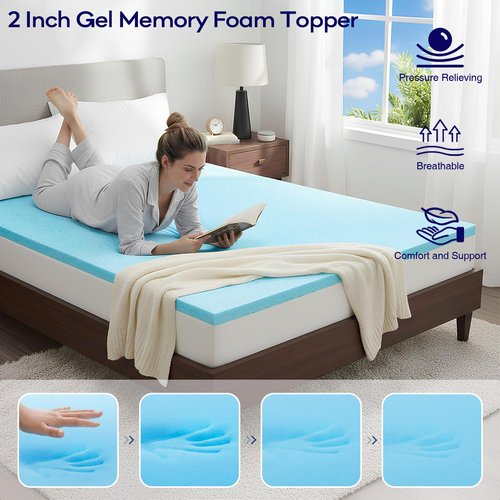 OLANLY Dual-Layer 4 Inch Queen Size Memory Foam Mattress Topper for Back Pain, 2 Inch Cooling Pillow Top Mattress Pad Cover and 2 Inch Gel Memory Foam Topper, Deep Elastic Pocket, White