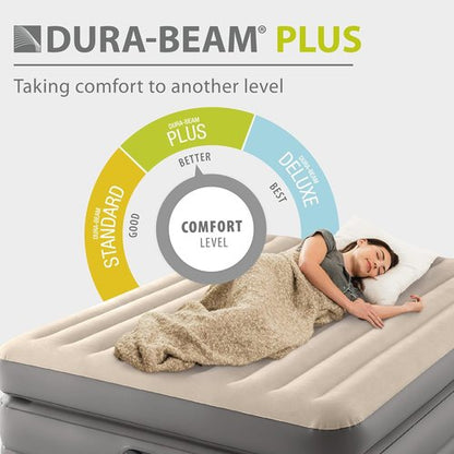 Intex Dura Beam Plus Queen Air Mattress - Elevated Comfort with Built-In Electric Pump