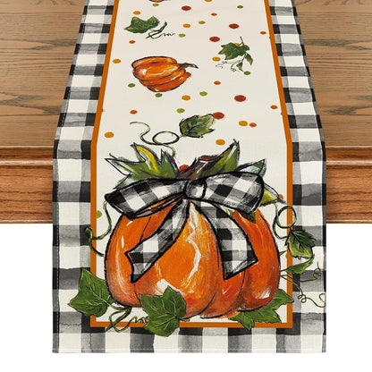 Artoid Mode 13x60 Inch Table Runner - 210 GSM Polyester, Black/Beige/Orange+ Variation