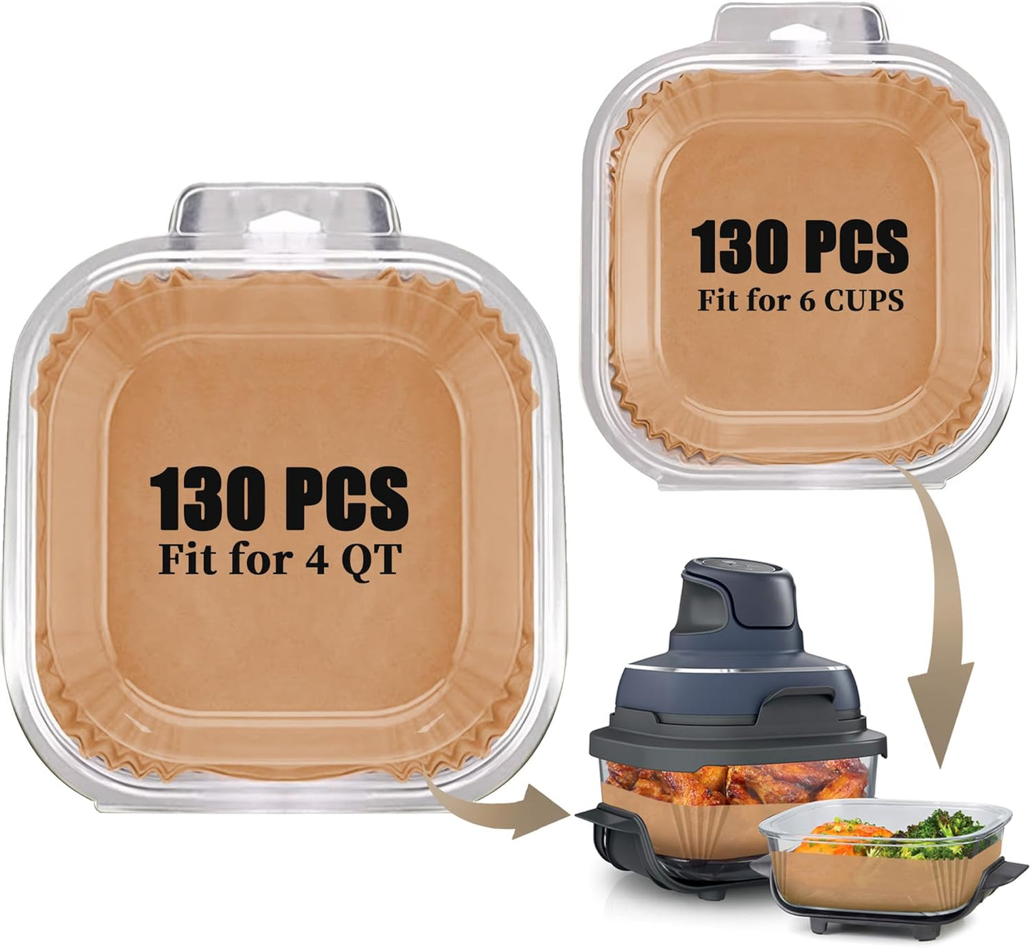 Ninja Crispi Air Fryer Liners - 260 PCS Non-Stick Parchment Paper for 4-in-1 Cooking System