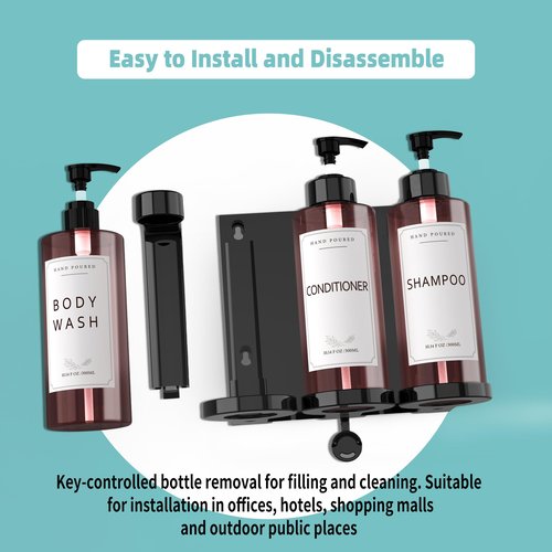 Jewaytec Plastic Soap Dispenser，Wall Mount Shower Pump，No-Drill Wall Mounted Shower Soap Dispenser，Shampoo and Conditioner Dispenser Modern Refillable Shampoo Pump Bottles for Shower Soap