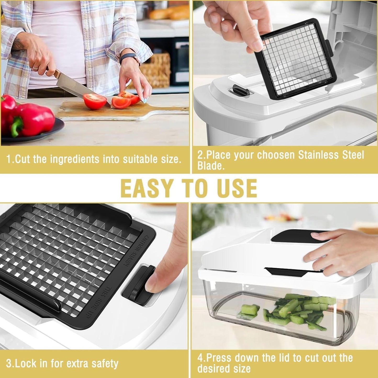 Skiennix Vegetable Chopper - 15-in-1 Mandoline Slicer & Food Dicer with Storage Container