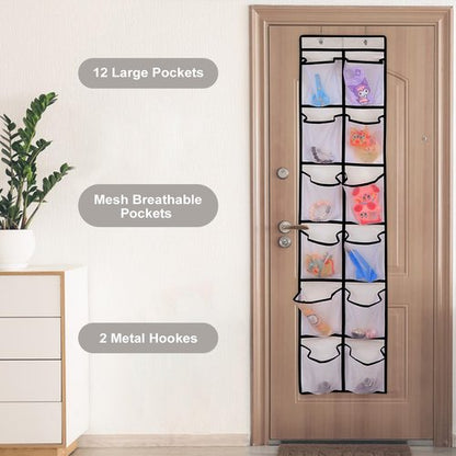 GOMAJI 12 Large Pockets Over Door Hanging Shoe Organizer, White