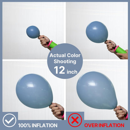 PartyWoo Dusty Blue Balloons - 101pcs 12-Inch Slate Blue Latex Helium Balloons for Baby Shower & Weddings