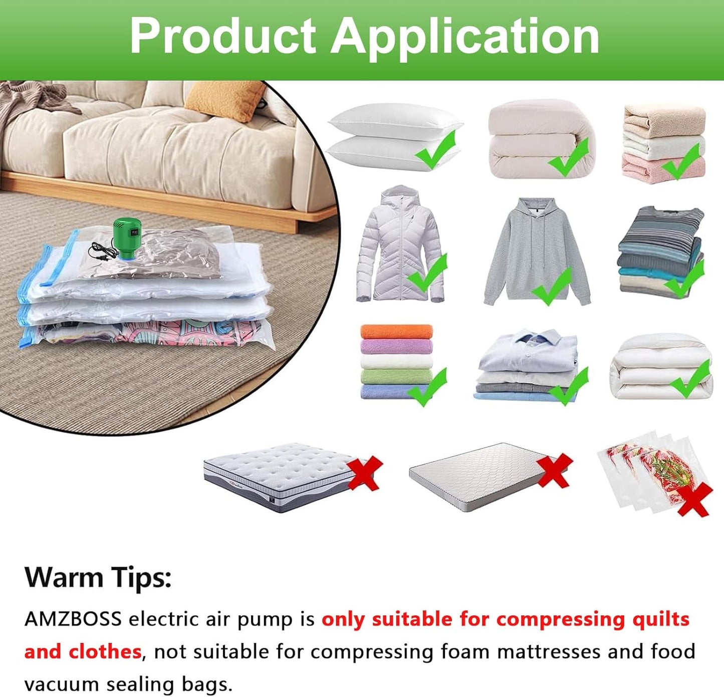 Skiennix Electric Vacuum Pump - Portable Storage Solution for Clothing & Bedding - Green (No Bags)