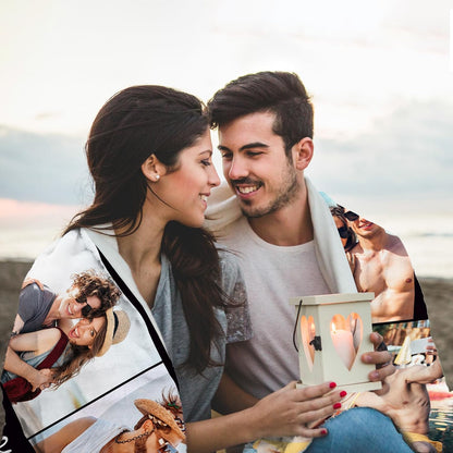 Skiennix Custom Photo Blanket - Personalized Collage Throw for Anniversary, Birthday, Valentine's Day Gifts