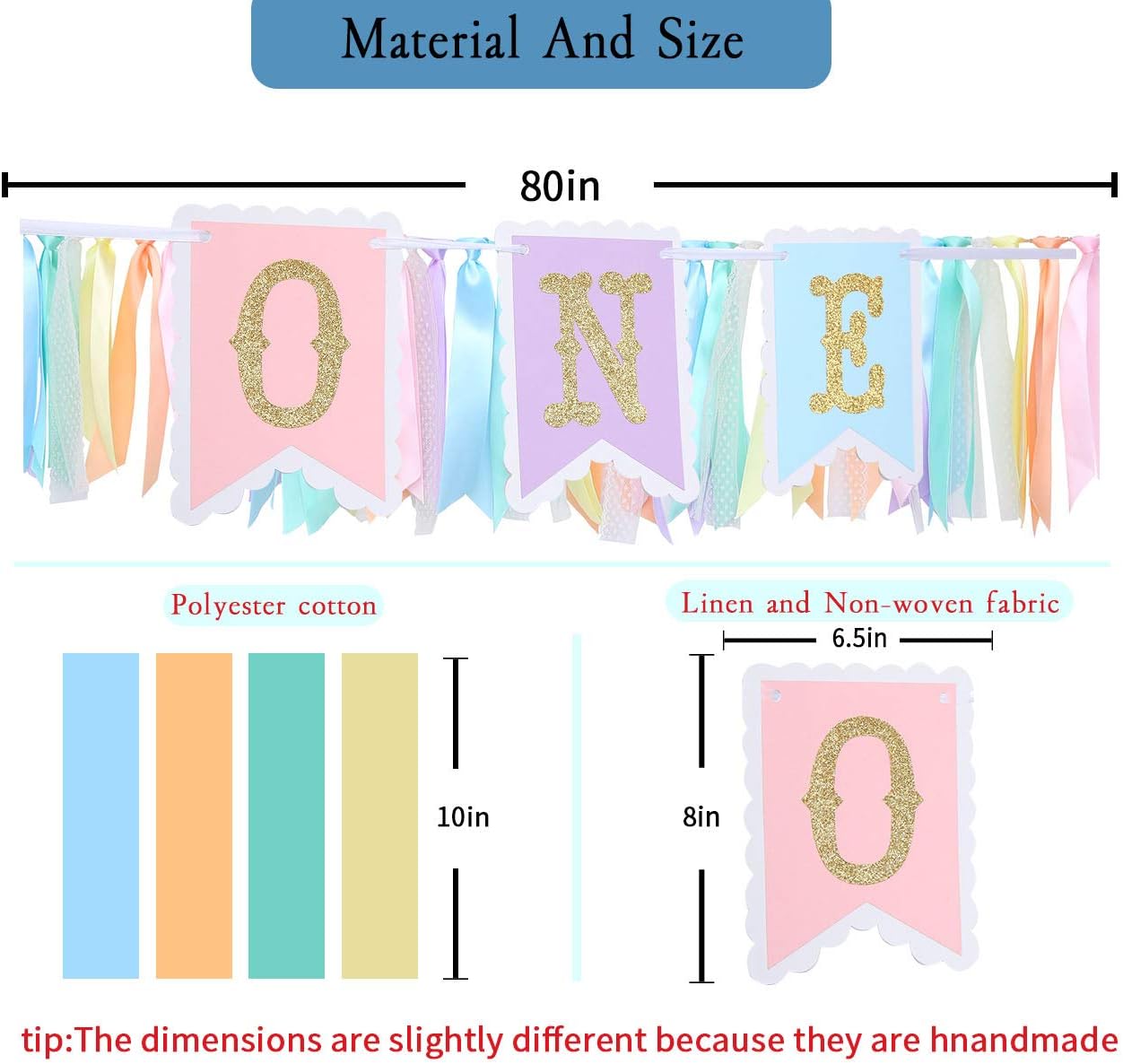 Rainbow High Chair Banner - Colorful 1st Birthday Photo Prop for Baby Girl Cake Smash | Macaron Colors