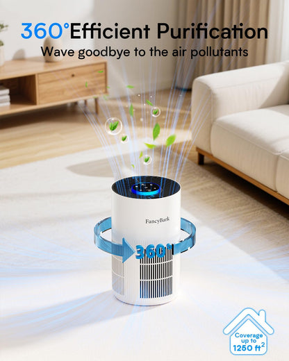 Skiennix H14 True HEPA Air Purifier - Ultra-Quiet Bedroom Cleaner for Up to 1250 Ft² | White with Aroma Function