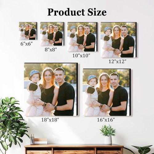 JOXOFO Custom Photo Tiles - Personalized Peel and Stick Picture Frames | 9-Piece Collage Wall Decor Gift