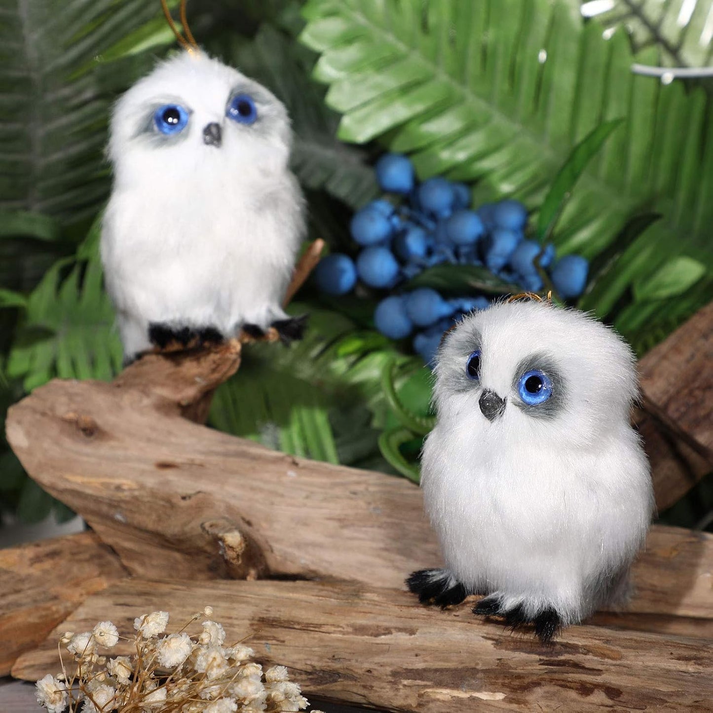 Skylety Mini Stuffed Owl Plush Toy - 3.2 Inch Soft White Hanging Ornament | Perfect for DIY Keychains & Gifts